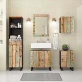 The Living Store Badkamermeubelset - Gerecycled hout - Opbergruimte - Wandgemonteerd - Stabiele poten - Praktisch ontwerp - Duidelijke weerspiegeling