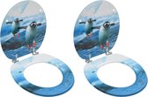 The Living Store Toiletbril - MDF Deksel - Chroom-zinklegering Scharnieren - 42.5 x 35.8 cm - 43.7 x 37.8 cm - 28 x 24 cm - 5.3 - 5.5 cm - Met Pinguïn-ontwerp
