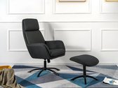Verstelbare fauteuil van linnen met voetensteun ARBORI - Donkergrijs L 70 cm x H 110 cm x D 78 cm