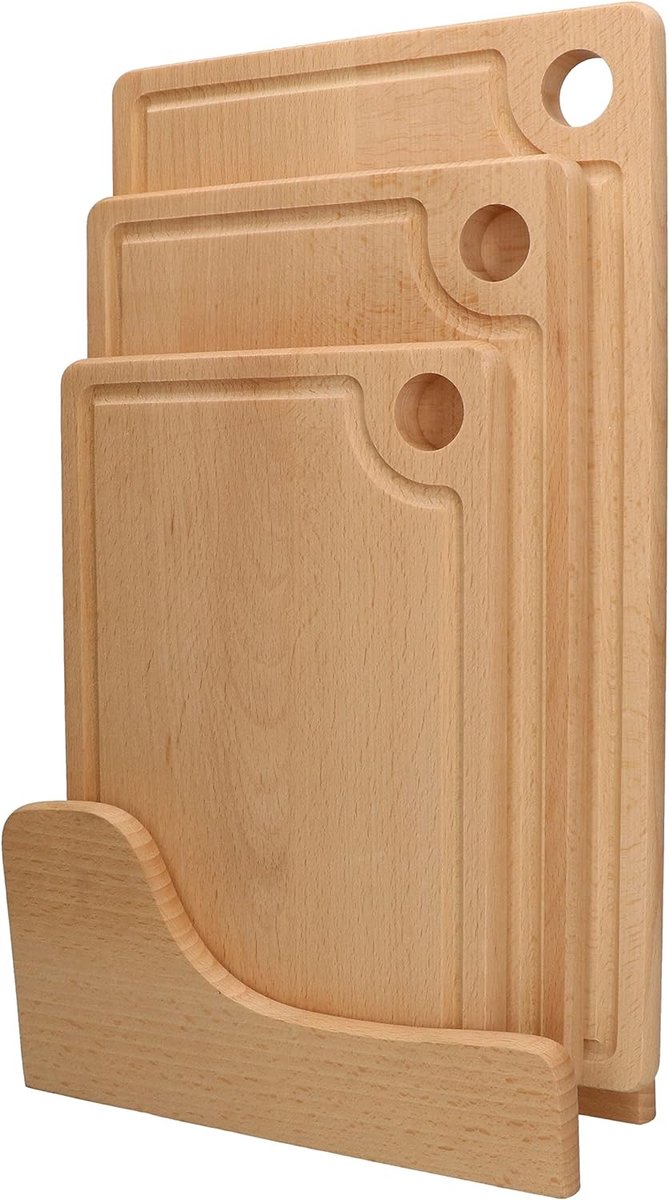 3-delige set snijplanken houten planken voor het snijden met standaard