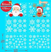 175 STKS Kerst Venster Stickers Herbruikbaar, Dubbelzijdige Kerst Venster Decoraties Klampen Sneeuwvlok Venster Stickers voor Xmas Venster Display Decoratie