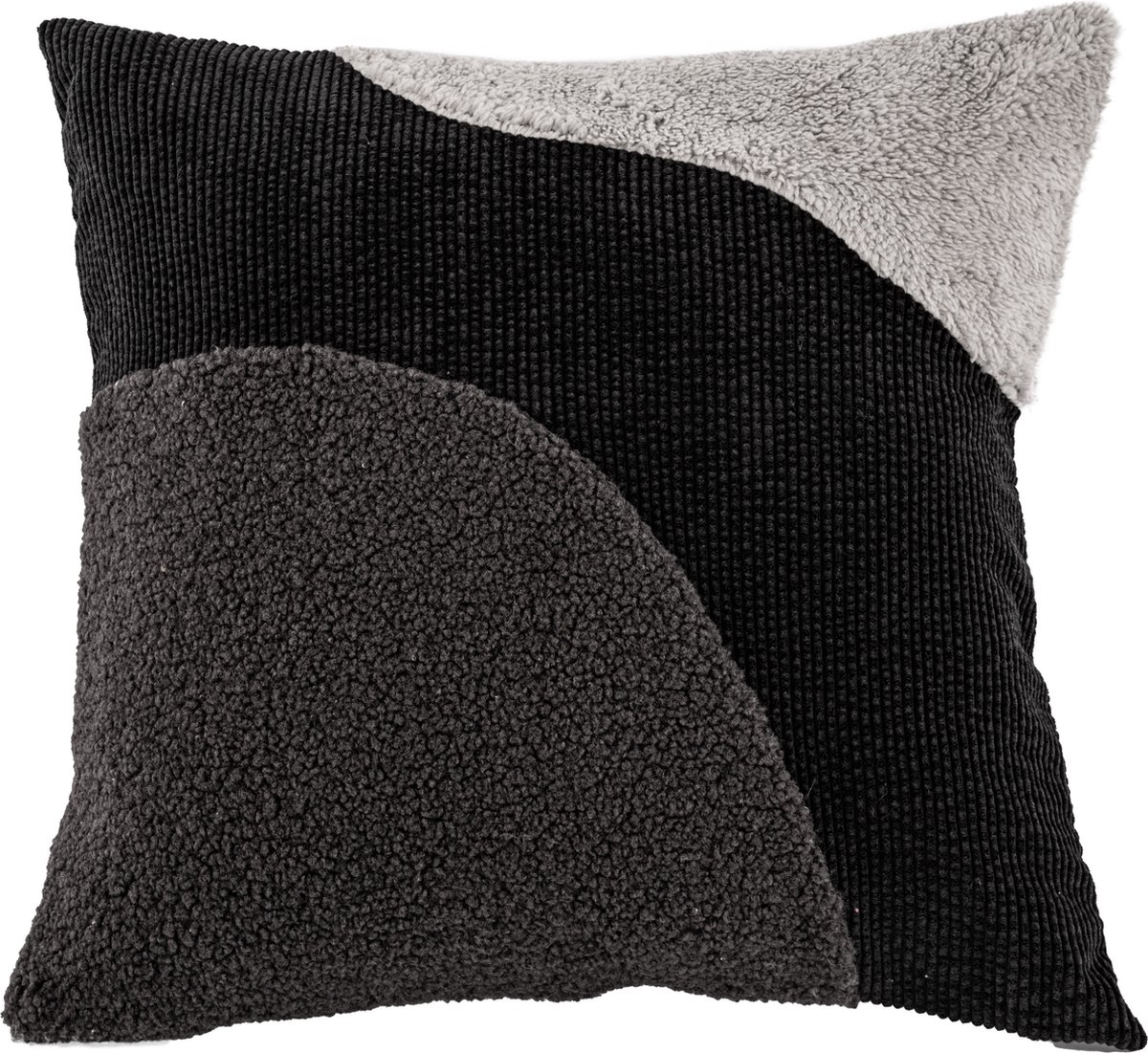 Tiseco Home Studio - Kussen (gevuld) PATCH MIX - 45x45 cm - Zwart BLACK