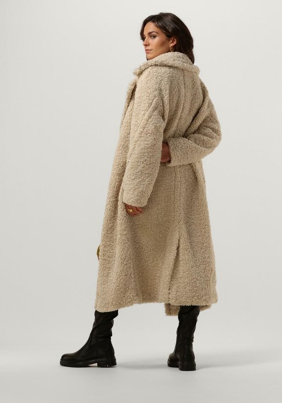 Notre V Teddy Coat Long Jassen Dames Winterjas Beige Maat S bol