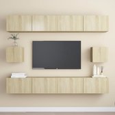 The Living Store TV-meubelset Sonoma Eiken - 4x 100x30x30 cm + 2x 30.5x30x30 cm - Bevestiging aan muur - Stereokasten - Spaanplaat - Montage vereist