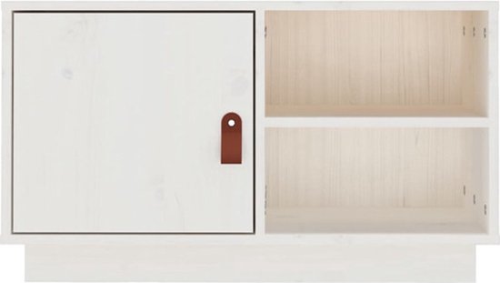 The Living Store Meuble de télévision - Série meuble TV - Bois de pin Massief - 70x34x40 cm - Wit