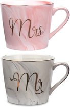2 pièces 400 ml Mr and Mrs Mugs tasses à café en céramique tasses à café avec motif en marbre, parfaites pour le café, le thé et l'eau, cadeau pour mariage, saint-valentin, anniversaire et noël