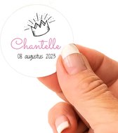 Witte glanzende stickers baby met naam- meisje- 4cm 48 stuks gepersonaliseerd geboorte aankondiging