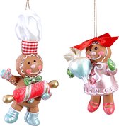 Viv! Christmas Kerstornament - Gingerbread Koks - set van 2 - pastel - roze bruin - 12cm