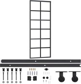 vidaXL - Schuifdeur - met - beslag - 76x205 - cm - aluminium - en - ESG-glas