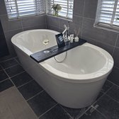 Maison DAM - Etagère de bain bois noir - 80cm - Haute qualité - Fait main - Accessoire de salle de bain - Support de bain - Etagère de bain - Zwart - Encastrement pour tablette - Encastrement pour téléphone