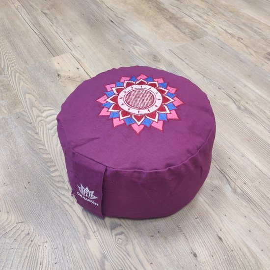 Om Namaste Design Meditatiekussen Rond - Cyclaam met Lotus van Om Namaste — afbeelding 4