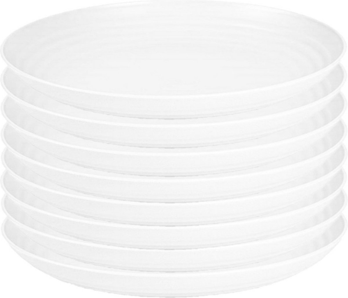 PlasticForte Rond bord/camping bord - 8x - D22 cm - ivoor wit - kunststof
