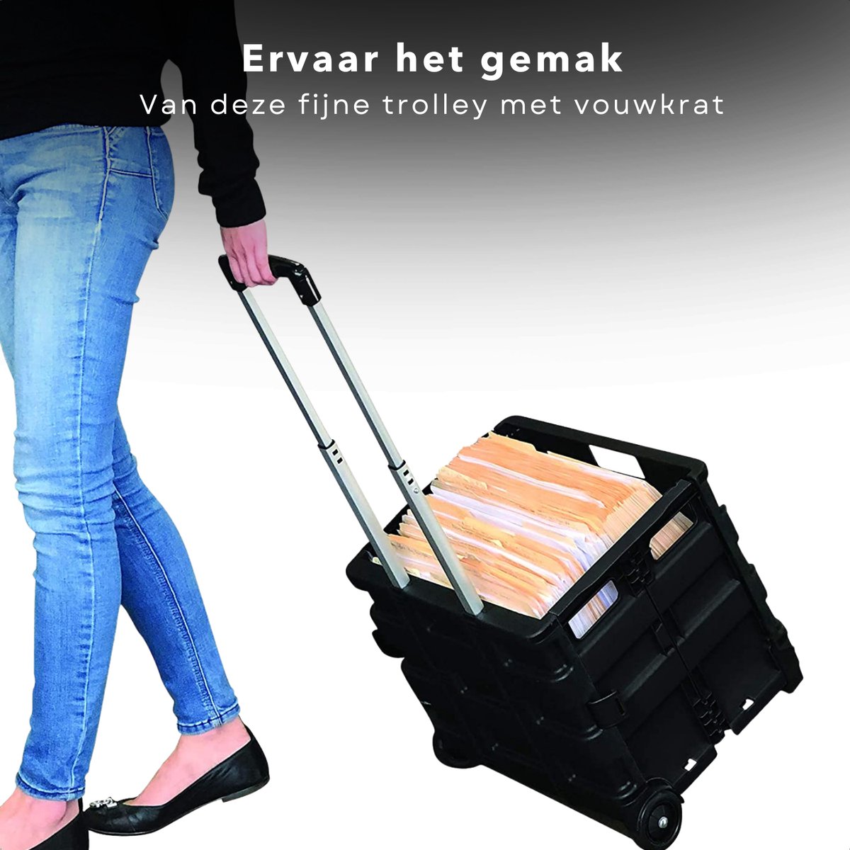 GXCROR Folding Cart Heavy Duty Folding Trolley Beach Trolley Garden Cart with 200kg Load Capacity, Garden Cart for Camping, Shopping, Gardening, Gatherings, Picnics, Etc (Black