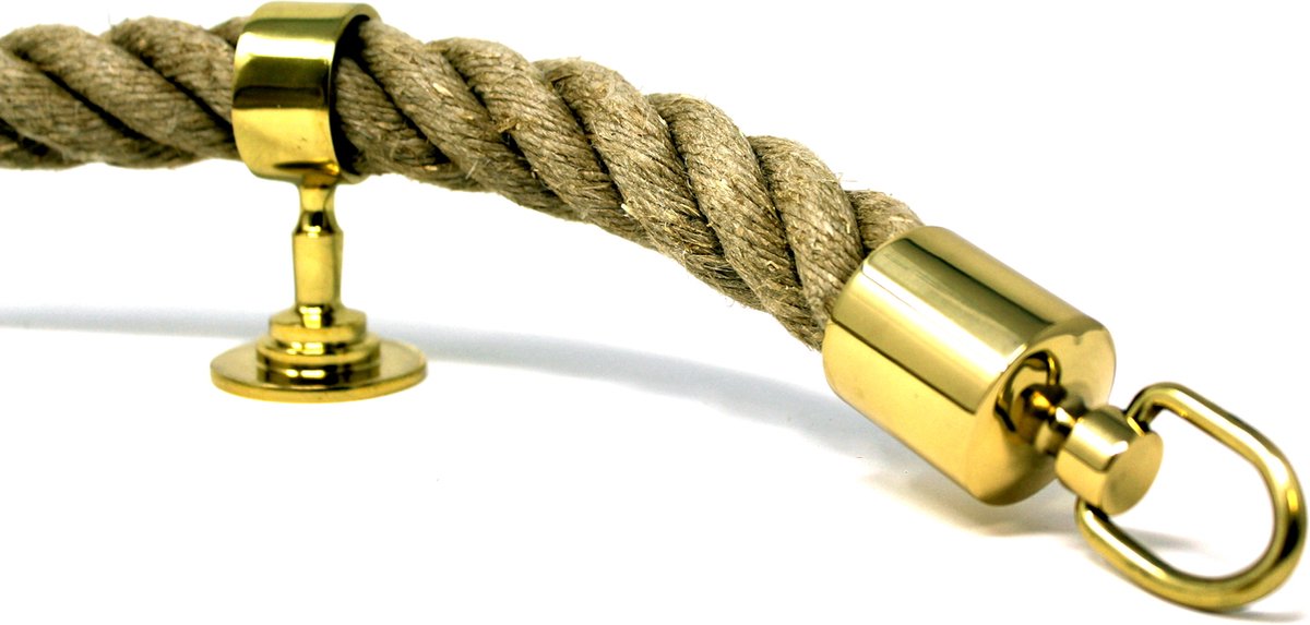 Seilflechter Touw Handrailing Set 5m x 30mm hennep touw, 2 x eindkappen en 5 x tussendragers