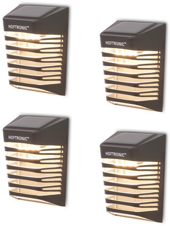4x HOFTRONIC Dono - Solar Buitenlamp - IP65 Waterdicht - Wintersolar Technologie Monokristal Zonnepaneel - 3000K Warm Wit (sfeervol) - Tuinverlichting op Zonne-energie