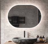 Ovale badkamerspiegel met directe en indirecte verlichting, verwarming, instelbare lichtkleur en dimfunctie 100×70 cm