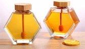Honingpot met lepel 380ML - honingdispenser met lepel - honing dipper hout