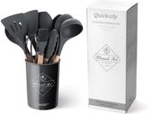 Quickerly Keukengerei Set - Keukengerei Bundel - Keukenhulpmiddelen Set - Kookgerei Set - Keukengadget Set - Zwart - 12 Stuks