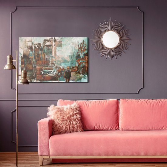 Peinture Roi - Toile colorée abstraite Ville - 120 x 80 cm