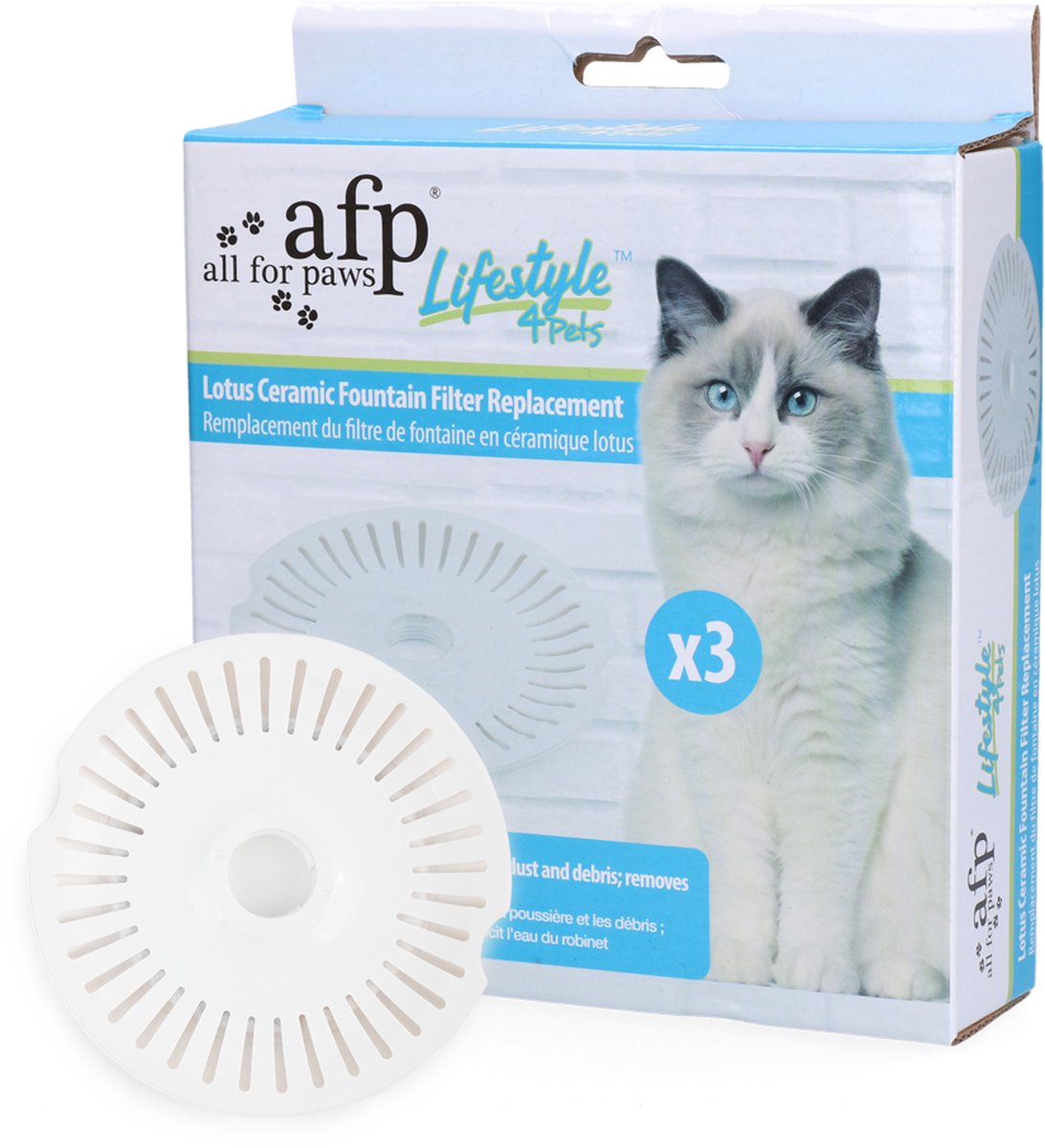 AFP Lifestyle 4 Pets - Lotus Ceramic Fountain Filter Replacement - Waterfilters - Waterfontein filter voor de AFP Lotus Ceramic Fountain - 3 Stuks