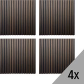 SensaHome Akupanelen - Set van 4 - Woodpanelen van Hoge kwaliteit - Akoestische Wandpanelen - WOOD Panels - Gemaakt van Echt Hout - Houtfineer op Zwart Vilt - 60x60cm - Gerookt Eiken