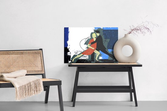 Painting King - Tableau sur toile Couple dansant sur fond abstrait dans un style rétro - 100 x 70 cm