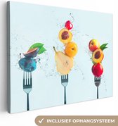 Peinture sur toile - Fruits - Fourchette - Water - Rouge - Canvasdoek - 40x30 cm - Peintures sur toile - Photo sur toile