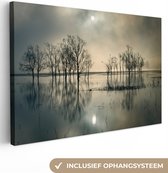 Canvas doek - Foto op canvas - Meer - Bomen - Landschap - Water - Canvas foto - Wanddecoratie - 180x120 cm - Canvas schilderij