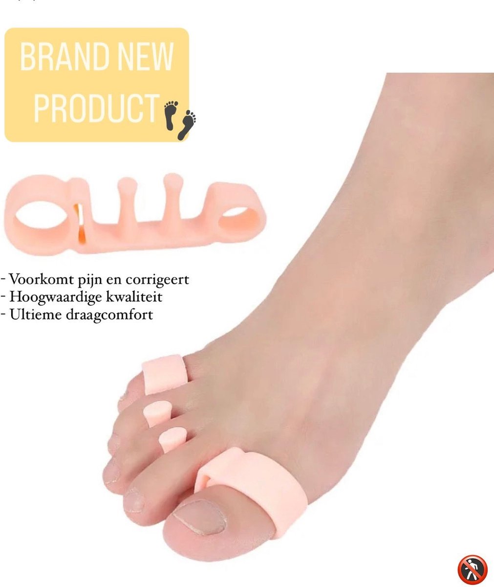 Teenspreider ( 2 stuks ) - Voor alle tenen geschikt - Pijnvermindering - Correctie - Hamertenen - Hallux Valgus - Siliconen gel tenenspreider - Per paar - tenenspreiders