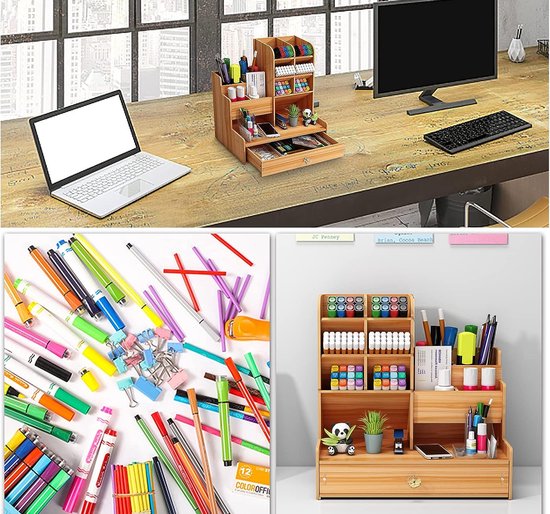 Porte-stylo en bois avec tiroir pour bureau, système de rangement  bricolage, pour la... | bol