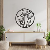 Wanddecoratie Bloemen Rozen - Muurdecoratie Bloemen Roos - Wanddecoratie Roos - Muurdecoratie Roos - Wanddecoratie Hout - Muurdecoratie Woonkamer - Wanddecoratie Woonkamer - Wanddecoratie Industrieel - Home Decor - Wall Line Art - 61.5 x 59 cm