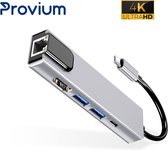 USB-C Hub - 5 in 1 - Ethernet - HDMI - USB 3.0 - USB-C - Docking Station adapter USB splitter - Grijs - Provium