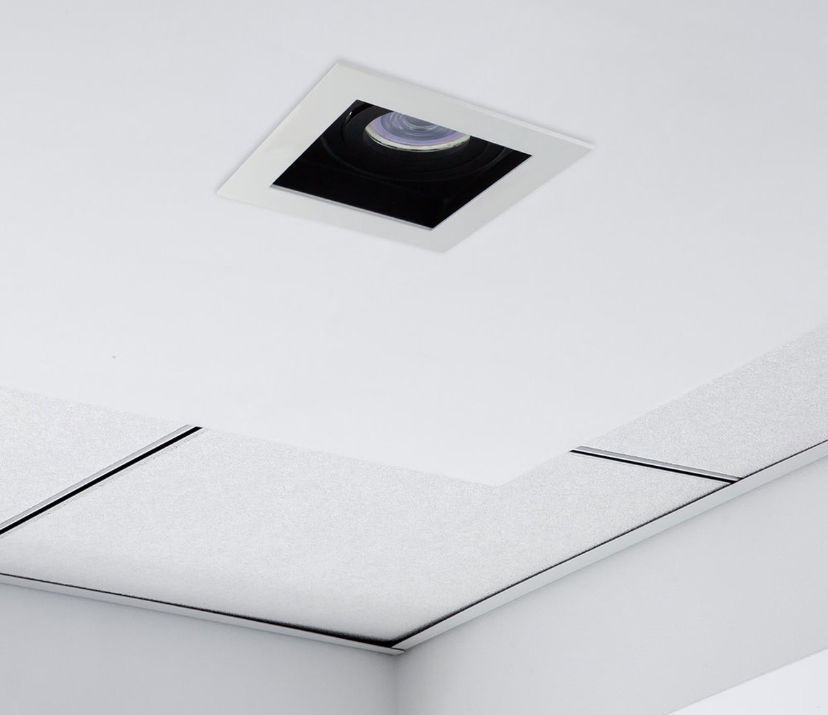 Integral inbouwspot 10x10cm voor 1x GU10 LEDlamp 30 graden kantelbaar | zaagmaat 9x9cm | GU10