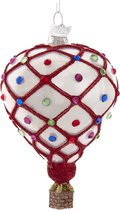 Kurt S. Adler Kerstornament - Luchtballon - glas - rood wit - 9cm