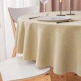 Vuilafstotend rond tafelkleed, beige, diameter 120 cm, waterdicht tafelkleed van polyester met gouden rand, voor tafel, eten, restaurant
