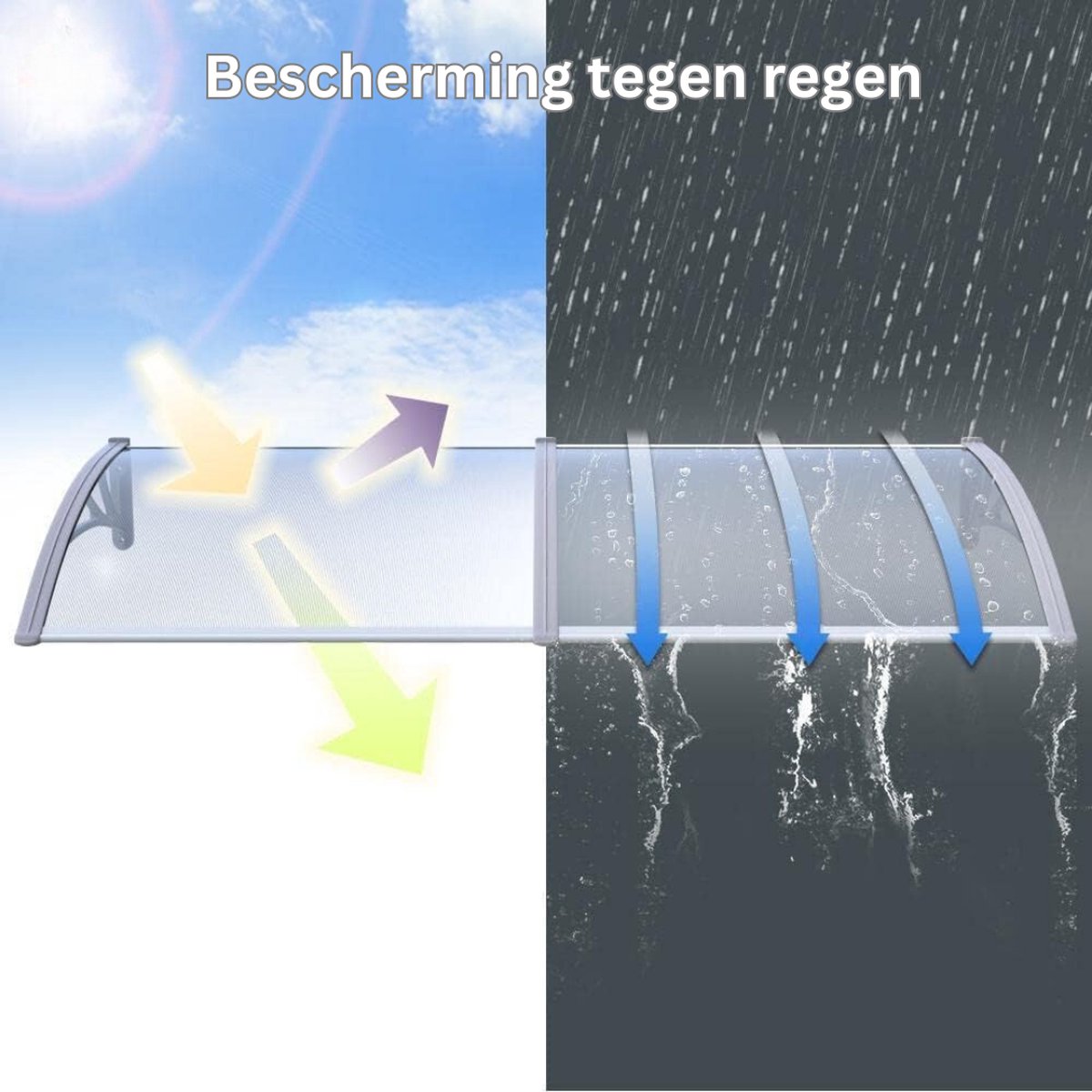 Terrasoverkapping, Aluminium crème wit met polycarbonaat dak, helder Terrasoverkapping, Aluminium crème wit met polycarbonaat dak, helder