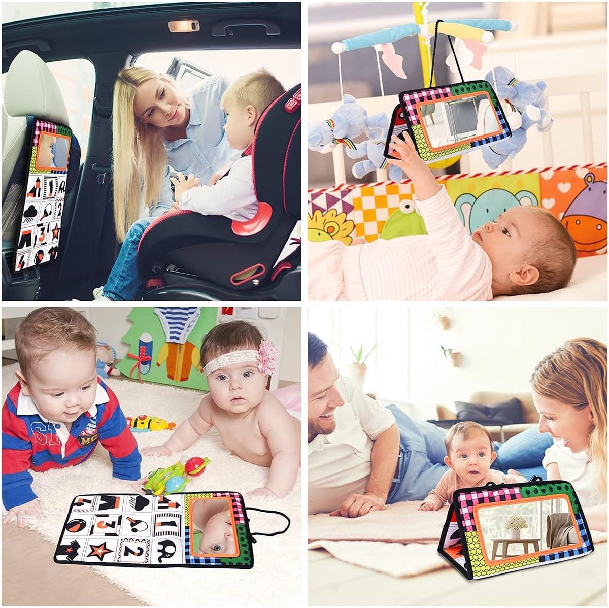 Kijk- en Knisperboekje – Speelgoed Vanaf 0 Maanden – Tummy Time – Buikligtrainer – Montessori Speelgoed – Baby’s Eerste Boekje – Speelgoed 0 Jaar – Veilig Speelgoed – Pasgeborene Speelgoed – Autospeelgoed Baby - Buggyboekje — afbeelding 3