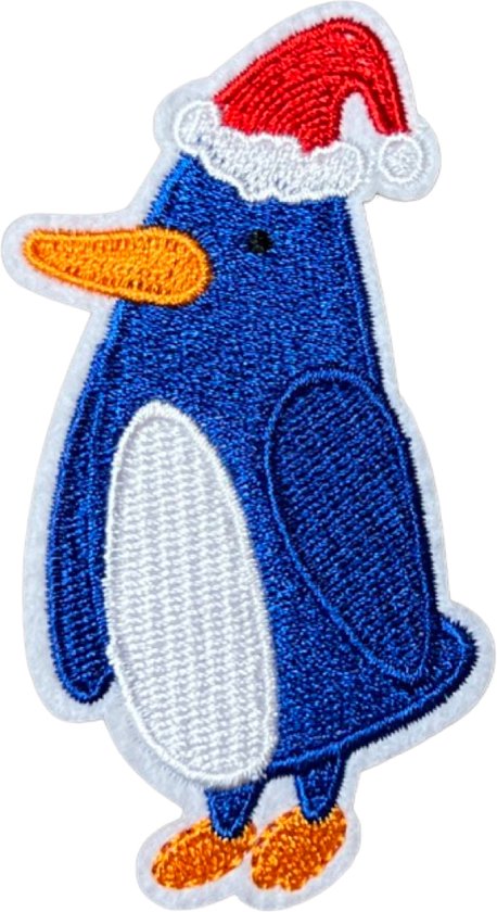 Foto: Kerst pingu n winter strijk embleem patch 4 3 cm 8 5 cm blauw wit