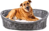 MaxxPet Hondenmand - Honden mand - Hondenbed - Ronde Kattenmand - Incl. hondenkussen - Antraciet - 63x50x21cm