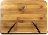 H&S bamboe boekenstandaard - 24 x 34 cm - Verstelbare boekenhouder - Stabiel en Multifunctioneel - Voor iPad, kookboeken en meer - Bamboe