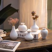 kleine witte keramische vaas set van 5, decoratieve vazen voor bloemen met minimalistisch ontwerp voor thuis tafel middelpunt, moderne handgemaakte vaas voor bruiloft kantoor woonkamer keuken decoratie