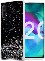 Cadorabo Hoesje voor Honor 20 / 20S / Huawei NOVA 5T in Zwart met Glitter - Beschermhoes van flexibel TPU silicone met fonkelende glitters Case Cover Etui