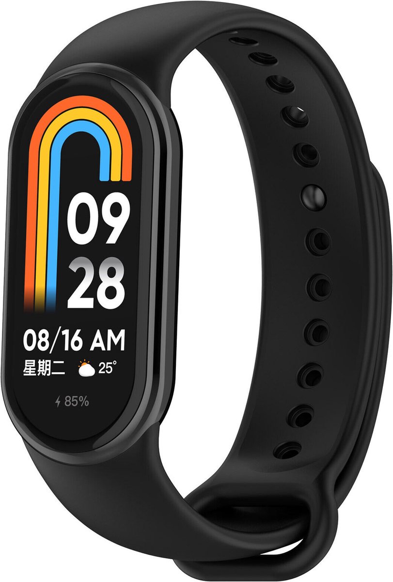 Strap-it siliconen bandje - Geschikt voor Xiaomi Mi Smart Band 8 / Band 9 (zwart)