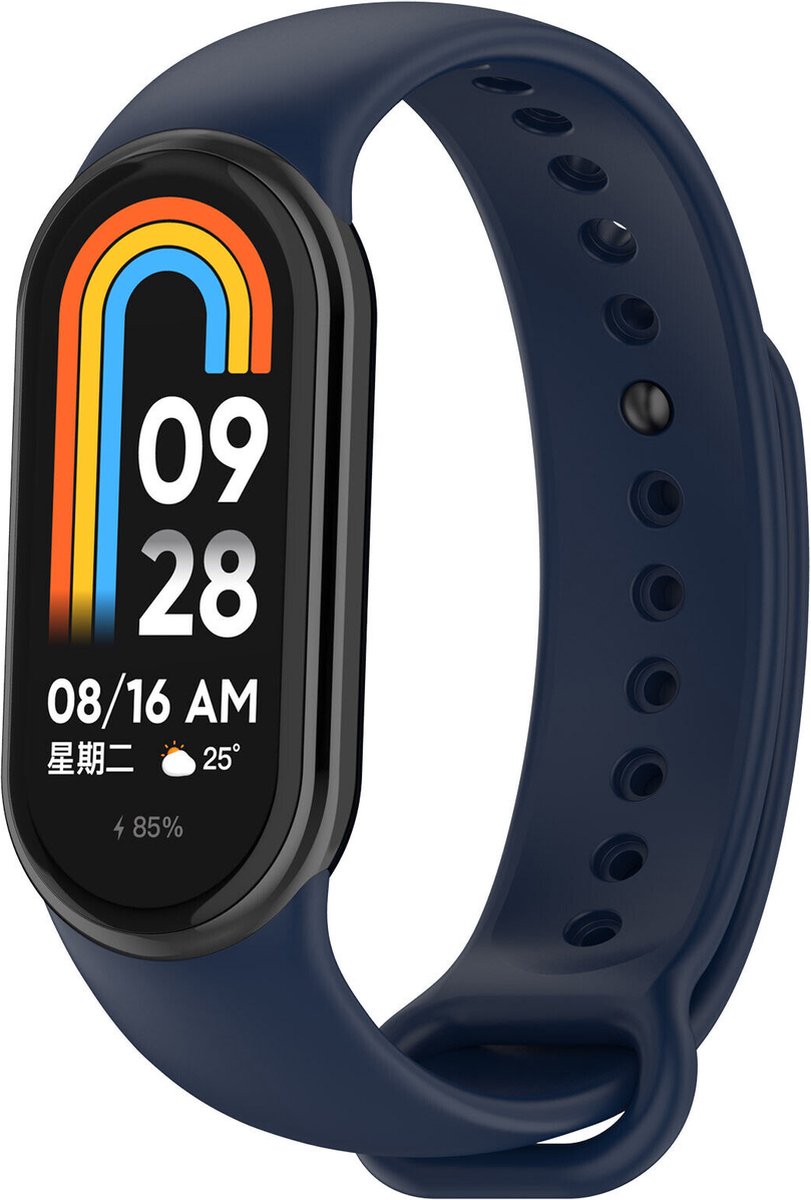 Strap-it siliconen bandje - Geschikt voor Xiaomi Mi Smart Band 8 / Band 9 (donkerblauw)