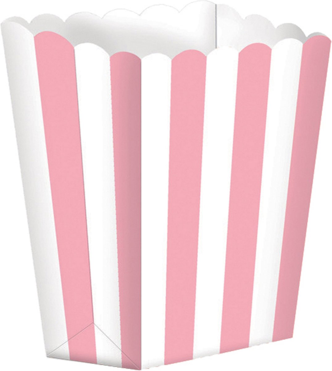 5x stuks Popcorn bakjes licht roze/wit - Popcornbakjes/chipsbakjes/snackbakjes kinderverjaardag/kinderfeestje - Amscan