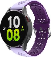 Strap-it Smartwatch bandje 20mm - siliconen bandje met patroon geschikt voor Samsung Galaxy Watch 6 / 6 Classic / Watch 5 / 5 Pro / Watch 4 / 4 Classic / Watch 3 41mm / Galaxy Watch 42mm / Watch Active & Active2 / Gear Sport - lila/paars