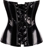 Zwart glimmend pvc underbust corset - M