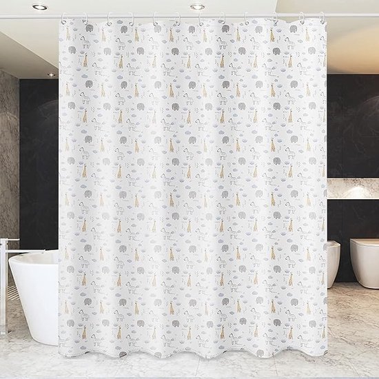 Douchegordijn, wit, 180 x 180 cm, antischimmel douchegordijnen