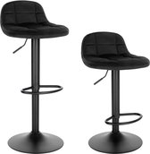 Barkruk Deluxe Addy - Industrial - Zwart - Barkrukken set van 1 - Barstoel Kruk - Barstoelen met rugleuning - Keukenstoel - In hoogte verstelbaar - Velvet