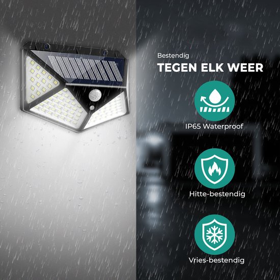 Niceey Solar Buitenlamp Met Bewegingssensor 100 LED s Wit Licht Niceey Solar Buitenlamp Met Bewegingssensor 100 LED s Wit Licht